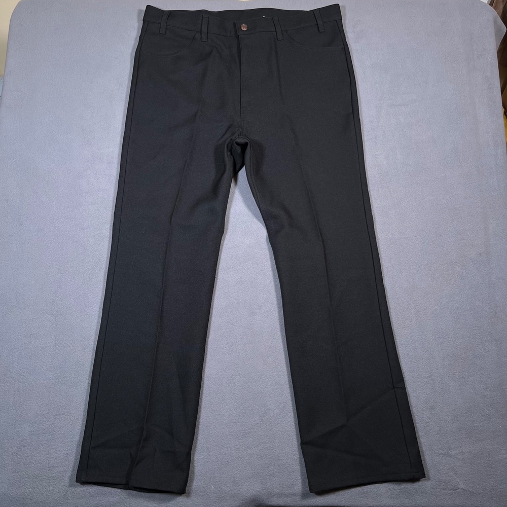 Vintage 90s Levis 517 Sta-Prest Bootcut Pants Men 40x32 Black Dacron Made in USA